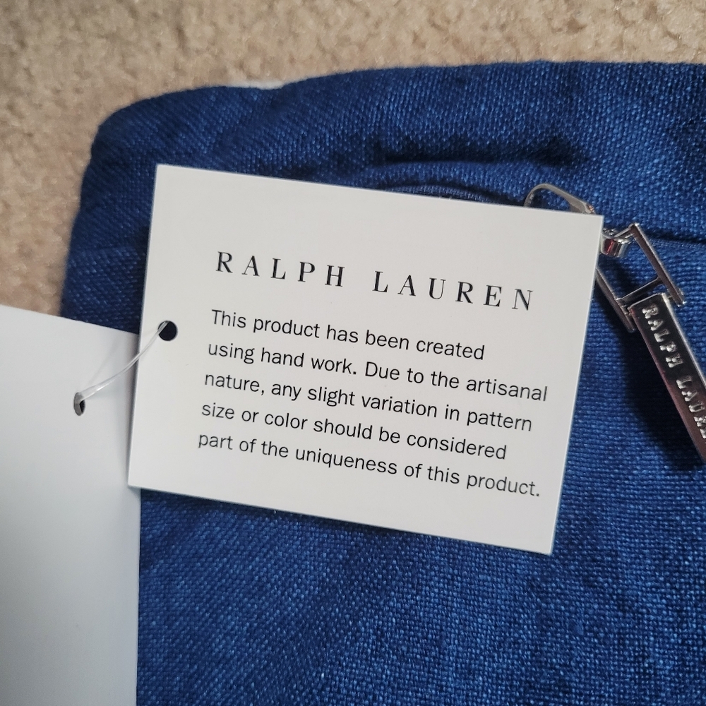 New Ralph Lauren Stover 16x24 Summer Blue 100% Linen Throw Pillow Cover - Picture 8 of 8